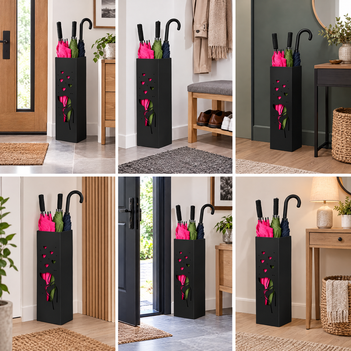 Metal Umbrella Stand – Umbrella Holder with Leaf Motif