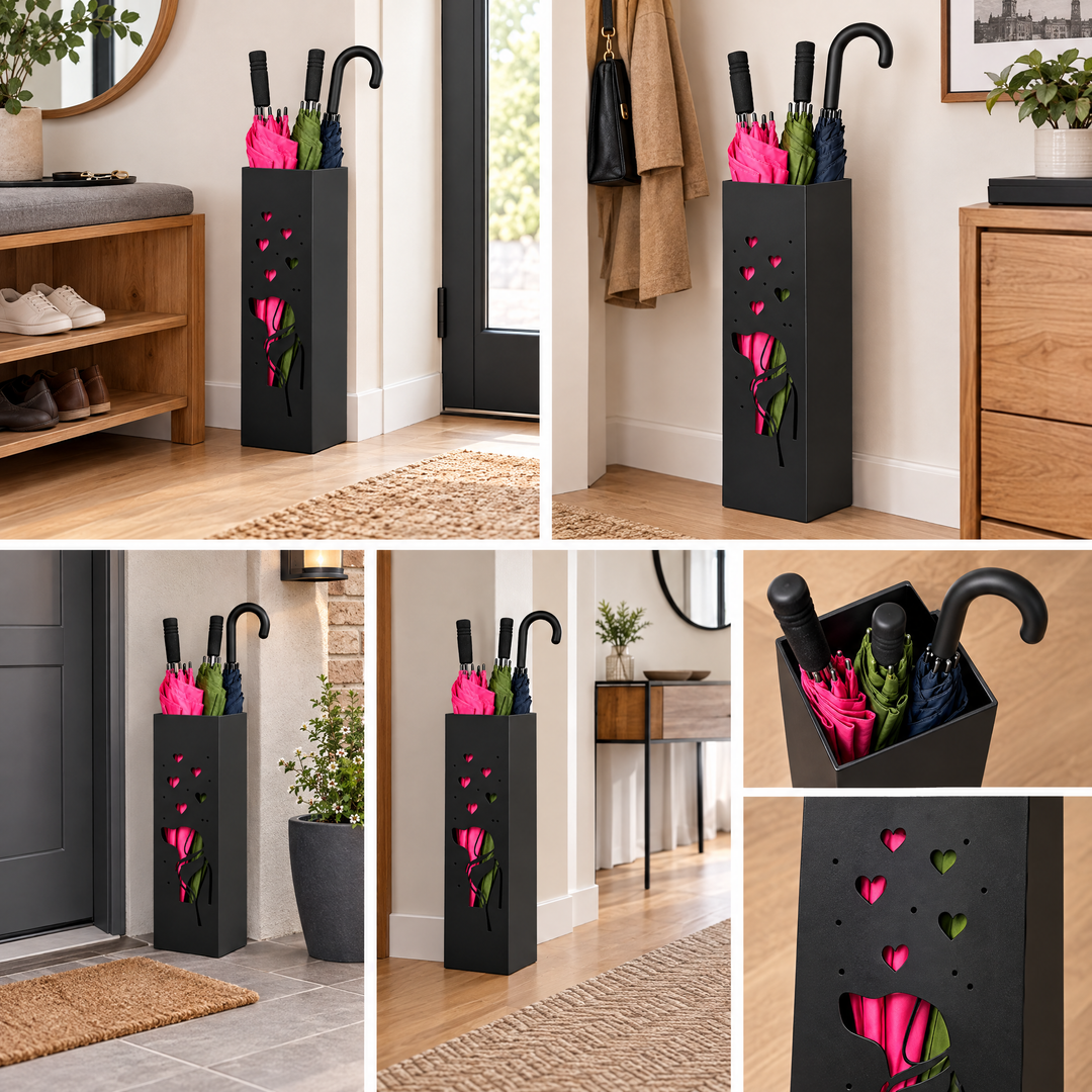 Metal Umbrella Stand – Umbrella Holder with Leaf Motif
