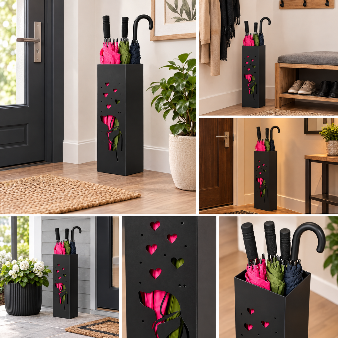 Metal Umbrella Stand – Umbrella Holder with Leaf Motif
