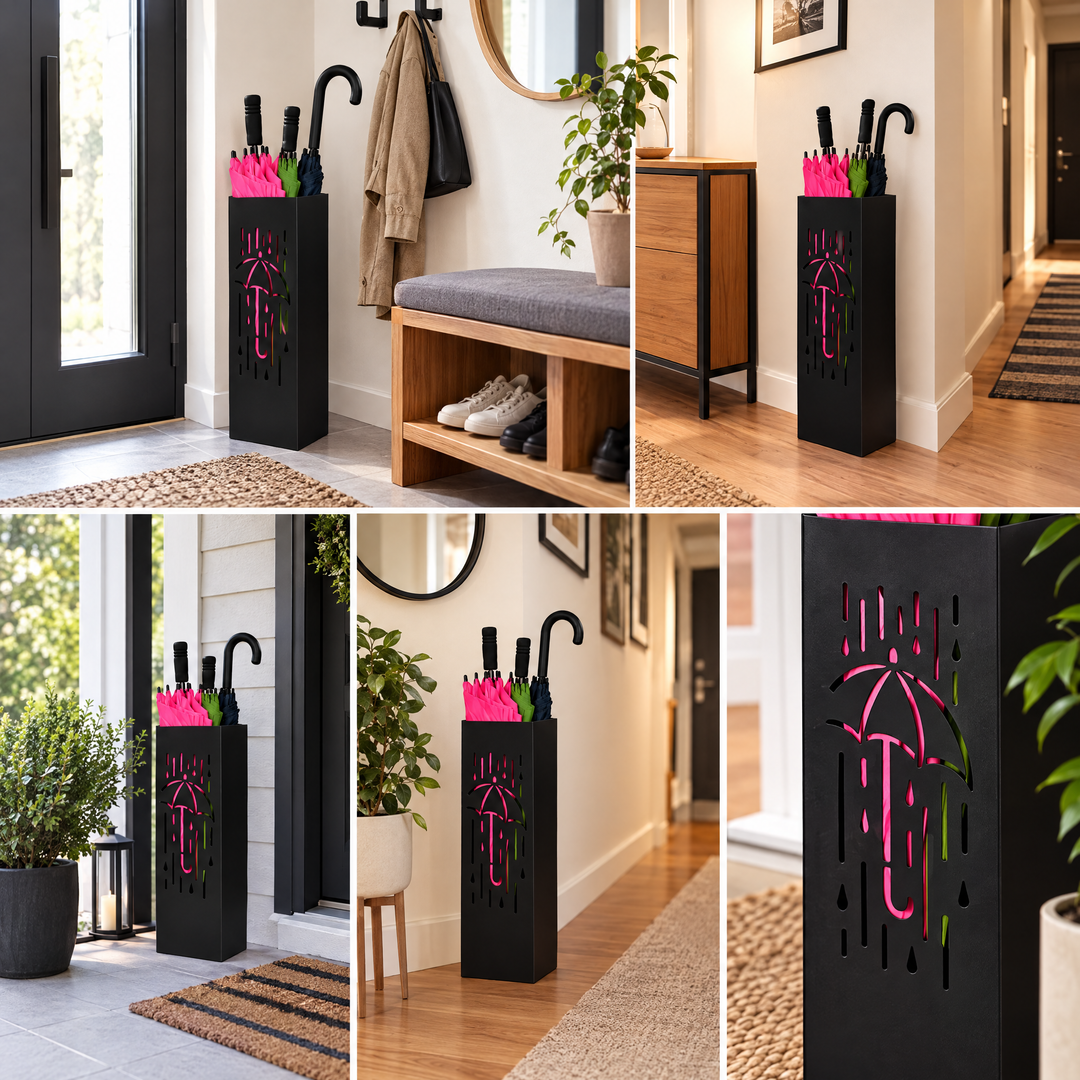 Metal Umbrella Stand – Umbrella Holder with Leaf Motif