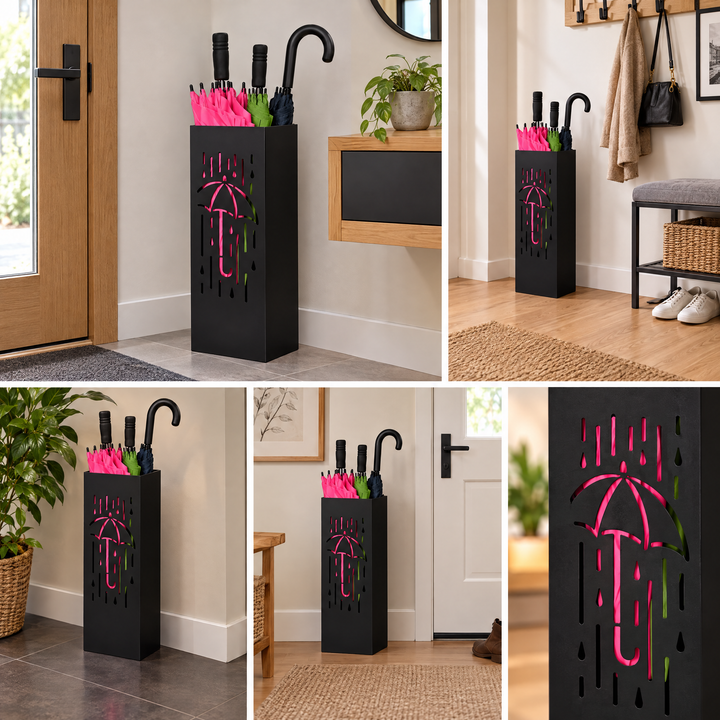 Metal Umbrella Stand – Umbrella Holder with Leaf Motif