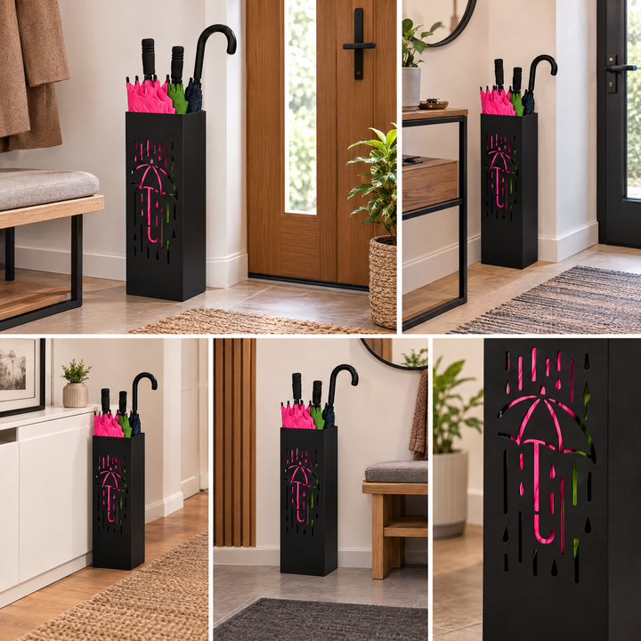 Metal Umbrella Stand – Umbrella Holder with Leaf Motif