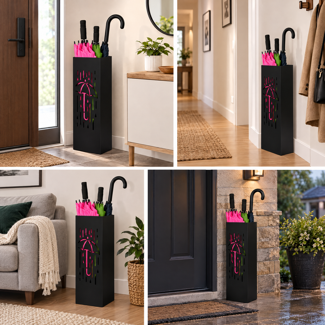 Metal Umbrella Stand – Umbrella Holder with Leaf Motif