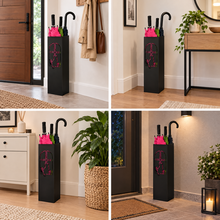 Metal Umbrella Stand – Umbrella Holder with Leaf Motif