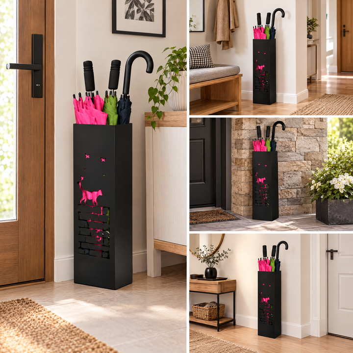 Metal Umbrella Stand – Umbrella Holder with Leaf Motif