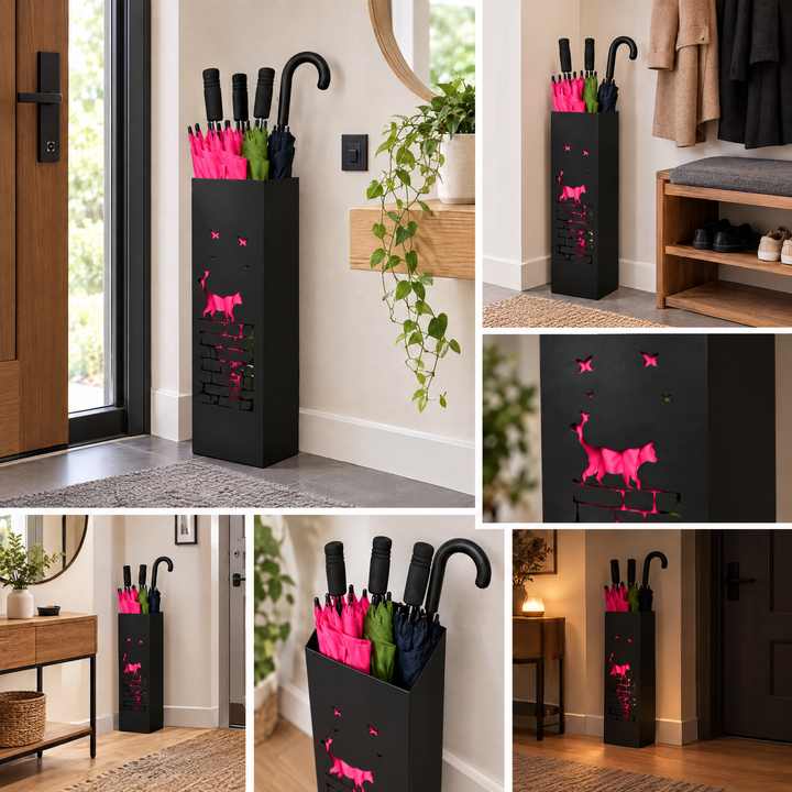 Metal Umbrella Stand – Umbrella Holder with Leaf Motif