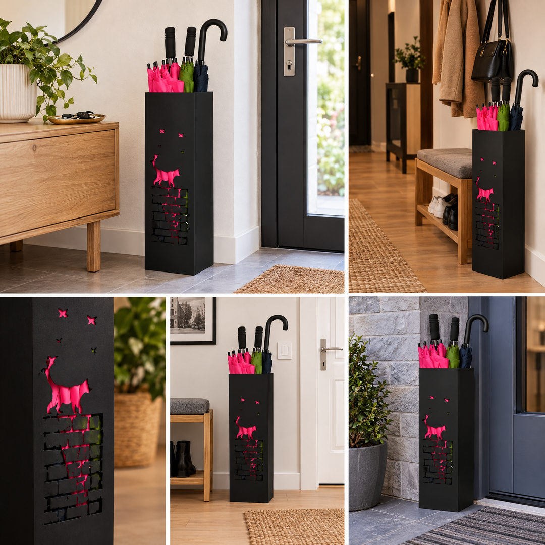 Metal Umbrella Stand – Umbrella Holder with Leaf Motif