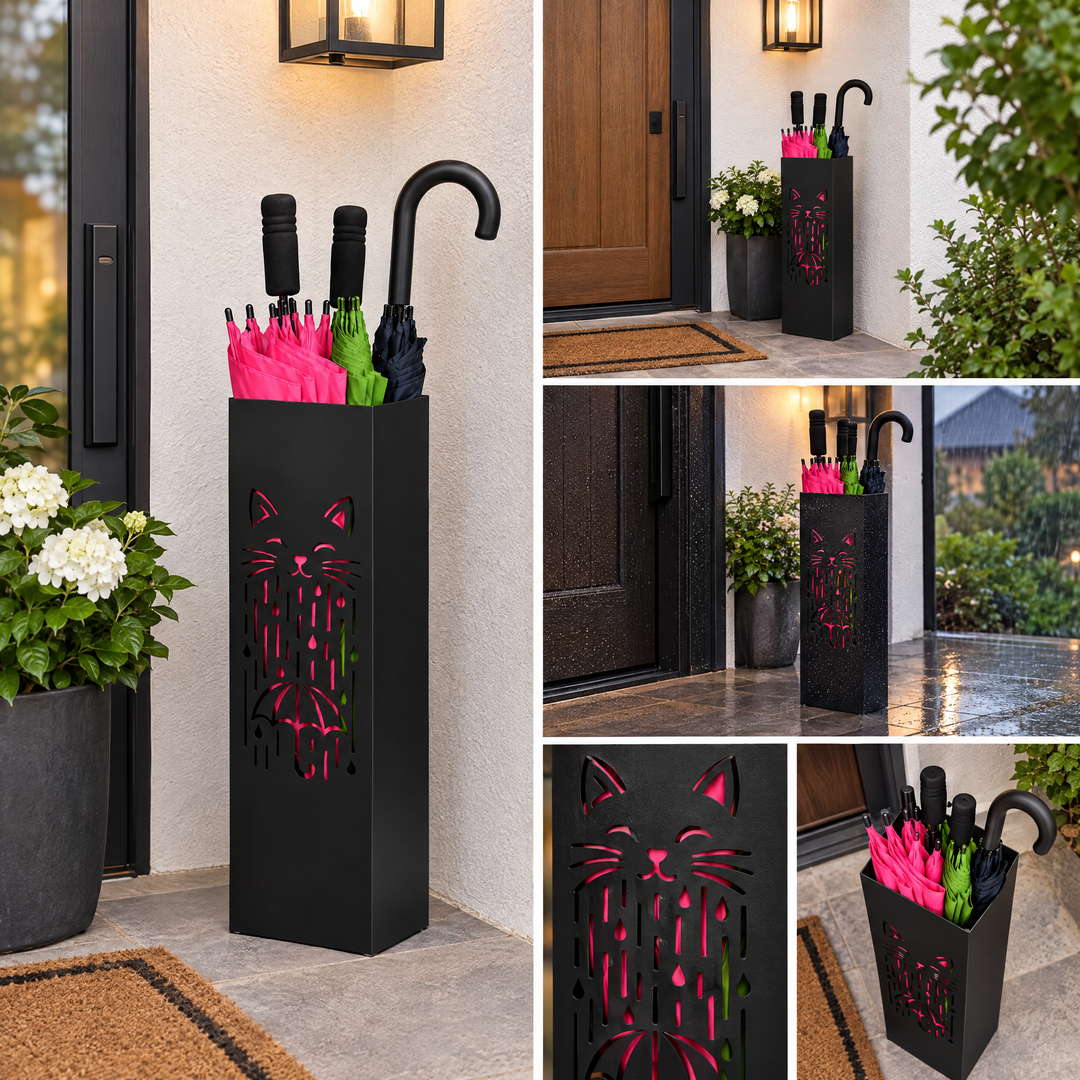 Metal Umbrella Stand – Umbrella Holder with Leaf Motif