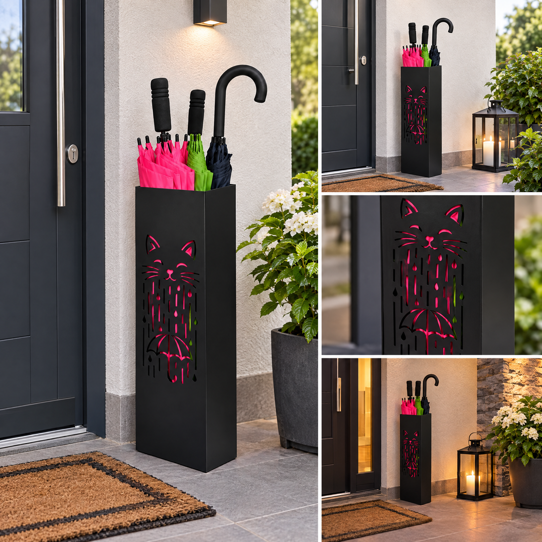 Metal Umbrella Stand – Umbrella Holder with Leaf Motif