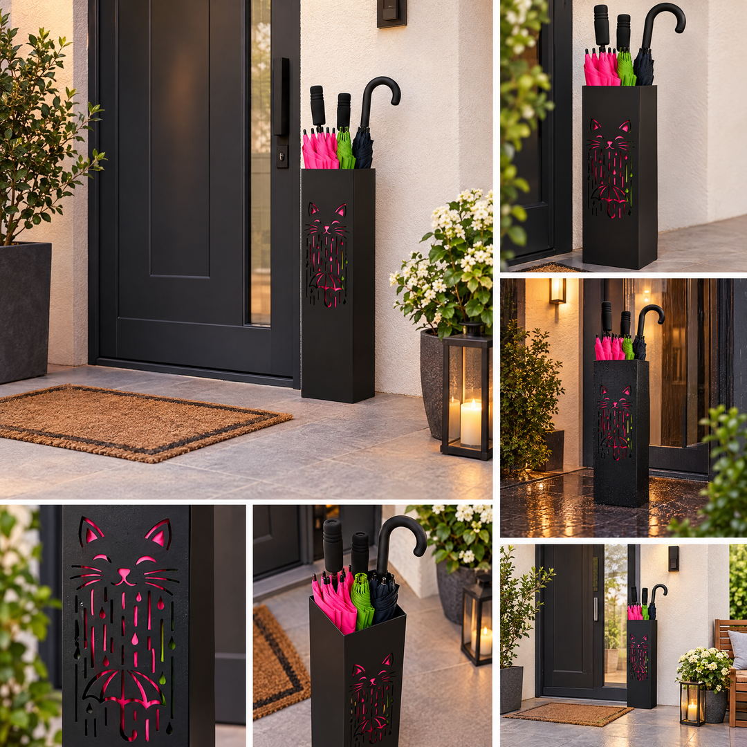 Metal Umbrella Stand – Umbrella Holder with Leaf Motif