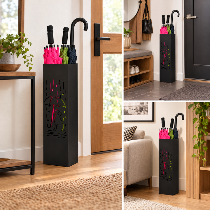 Metal Umbrella Stand – Umbrella Holder with Leaf Motif