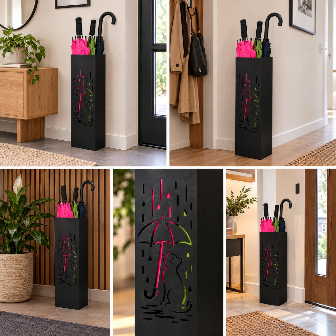 Metal Umbrella Stand – Umbrella Holder with Leaf Motif