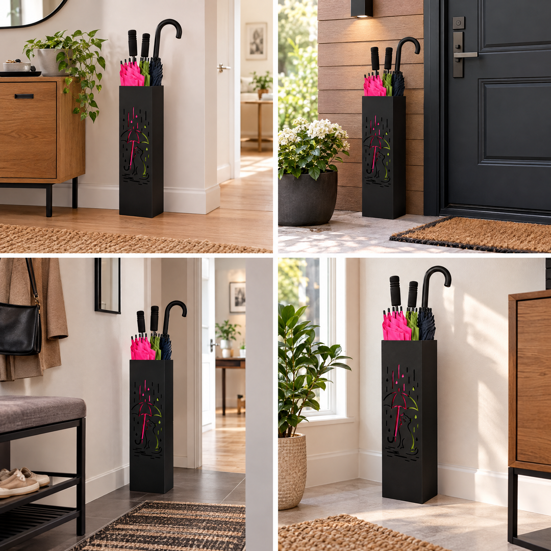 Metal Umbrella Stand – Umbrella Holder with Leaf Motif