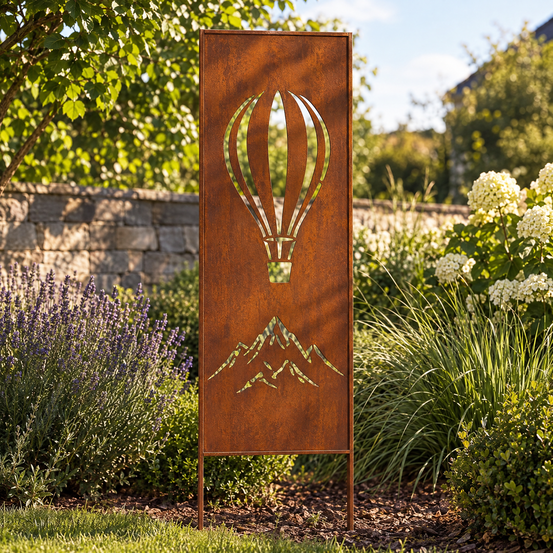 Sichtschutz Gartenpaneel Metall – Motiv Ballon, 160 × 50 cm