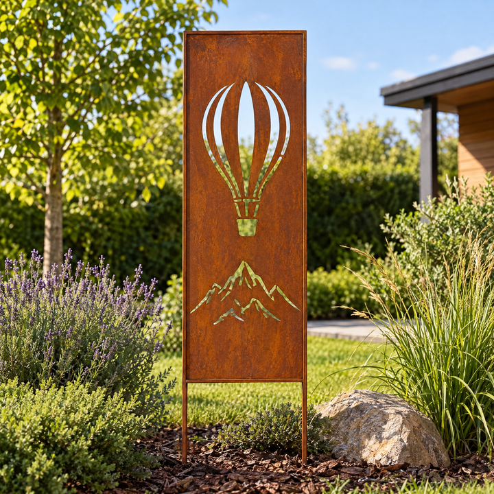 Sichtschutz Gartenpaneel Metall – Motiv Ballon, 160 × 50 cm