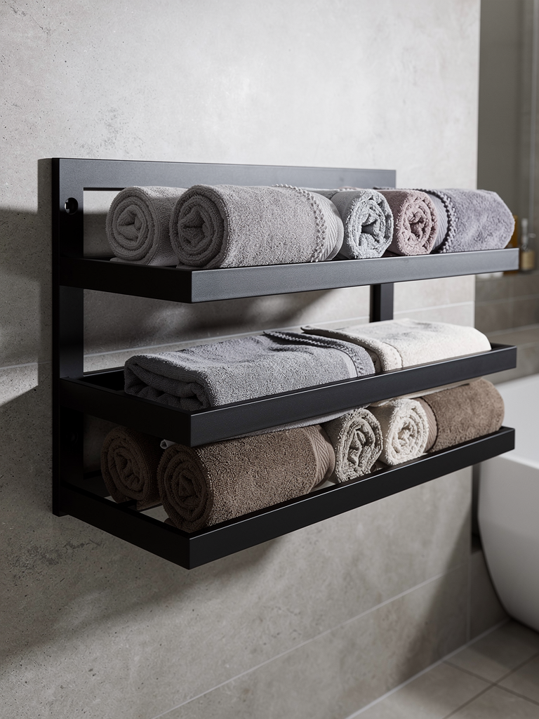 Handtuchregal Wand aus Metall mit 3 Ablagen | Verschiedene Farben | Im Loft-Stil | 60 × 38 cm