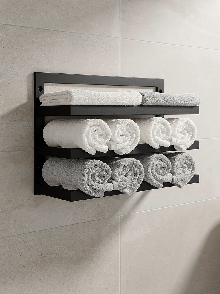 Handtuchregal Wand aus Metall mit 3 Ablagen | Verschiedene Farben | Im Loft-Stil | 60 × 38 cm