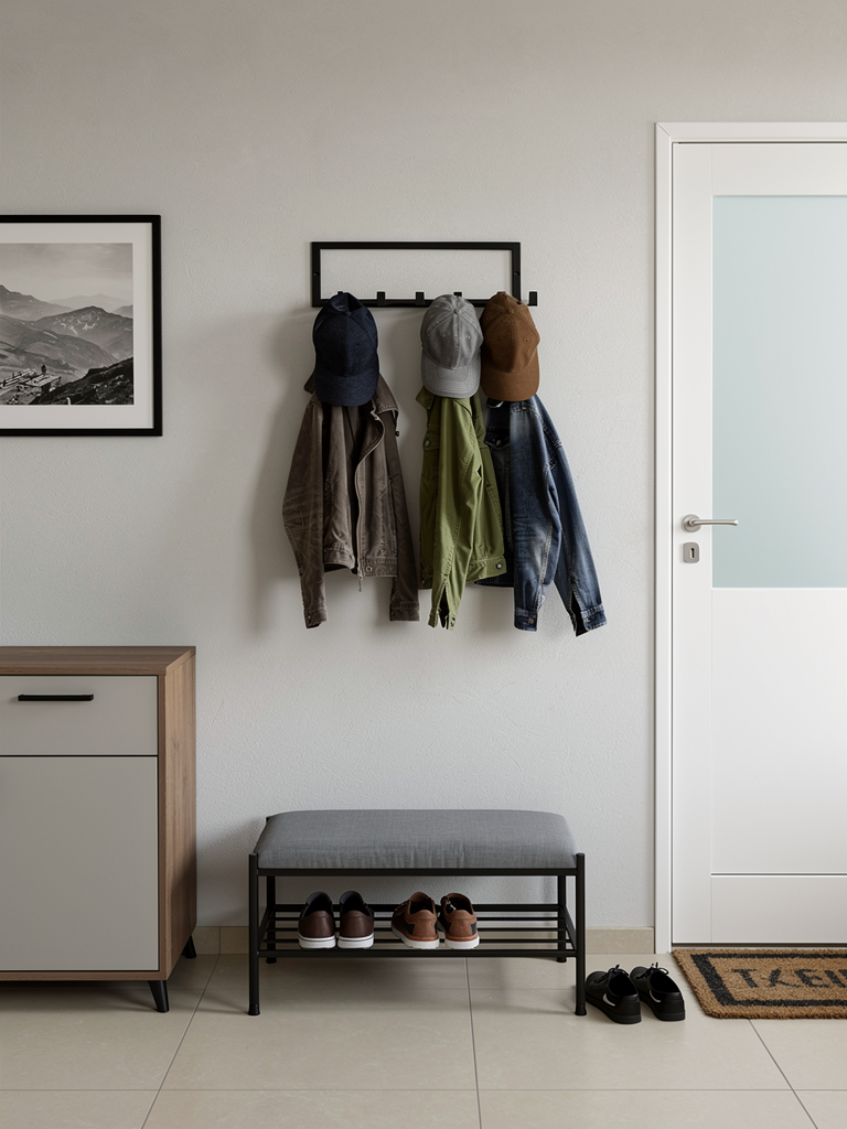 Wandgarderobe aus Metall mit Ablage | Handtuchregal und Garderobenhaken | Verschiedene Farben | Im Loft-Stil | 75 × 30 × 25 cm