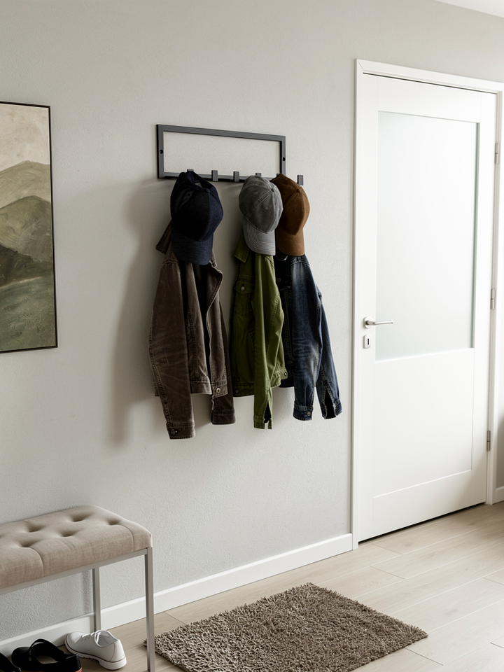 Wandgarderobe aus Metall mit Ablage | Handtuchregal und Garderobenhaken | Verschiedene Farben | Im Loft-Stil | 75 × 30 × 25 cm