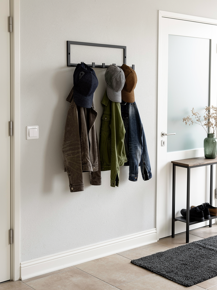 Wandgarderobe aus Metall mit Ablage | Handtuchregal und Garderobenhaken | Verschiedene Farben | Im Loft-Stil | 75 × 30 × 25 cm