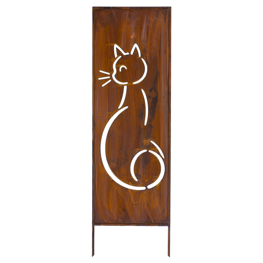 Sichtschutz Gartenpaneel Metall – Motiv Katze, 160 × 50 cm