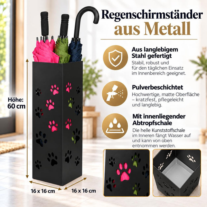 Metal Umbrella Stand – Umbrella Holder with Leaf Motif