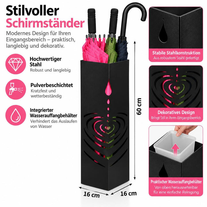 Schirmständer aus Metall – Regenschirmhalter mit Motiv Wassertropfen