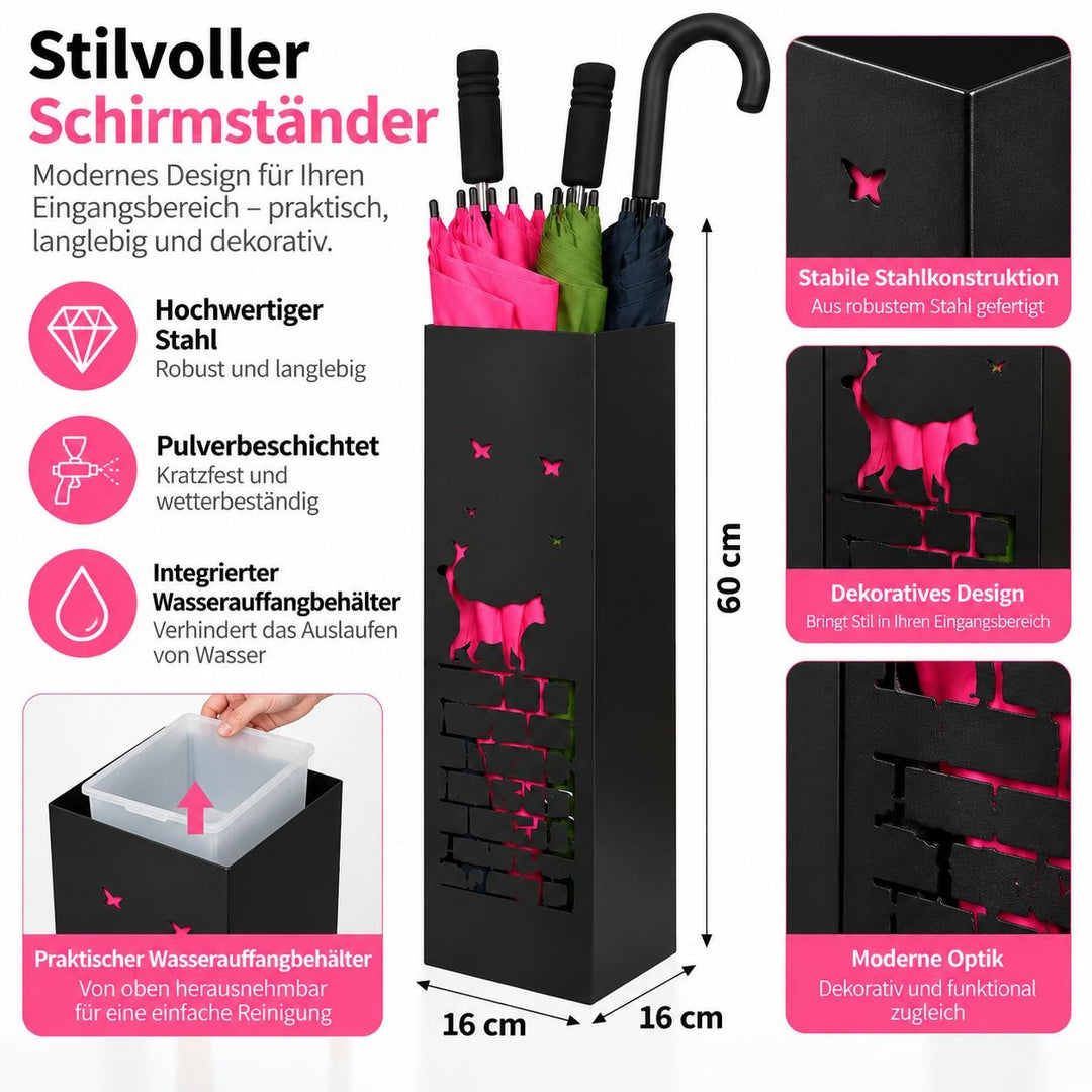 Metal Umbrella Stand – Umbrella Holder with Leaf Motif
