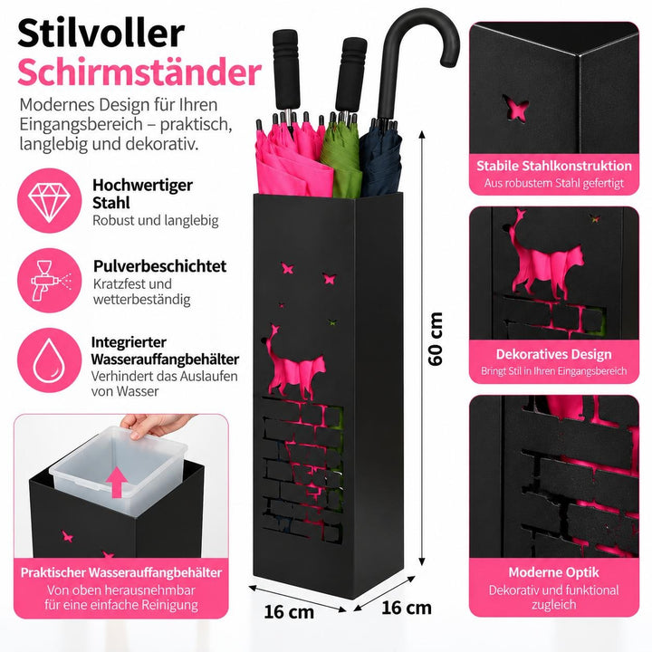 Metal Umbrella Stand – Umbrella Holder with Leaf Motif