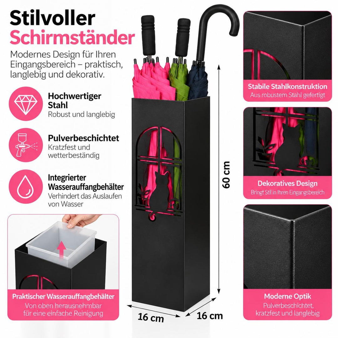 Metal Umbrella Stand – Umbrella Holder with Leaf Motif