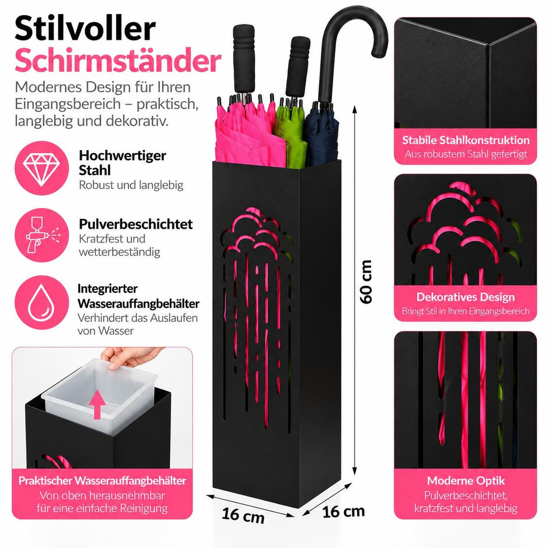 Schirmständer aus Metall – Regenschirmhalter mit Motiv Regenwolke