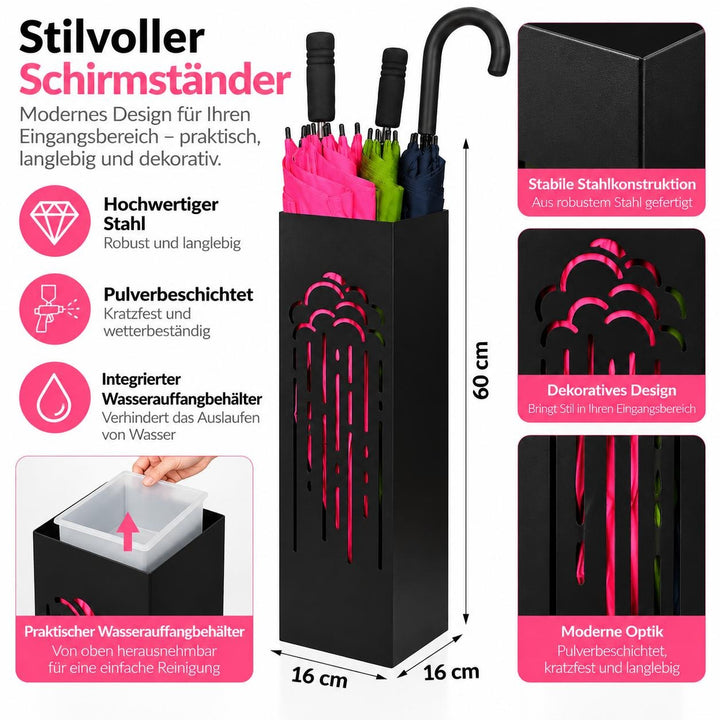 Schirmständer aus Metall – Regenschirmhalter mit Motiv Regenwolke