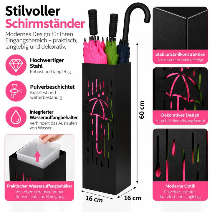 Metal Umbrella Stand – Umbrella Holder with Leaf Motif