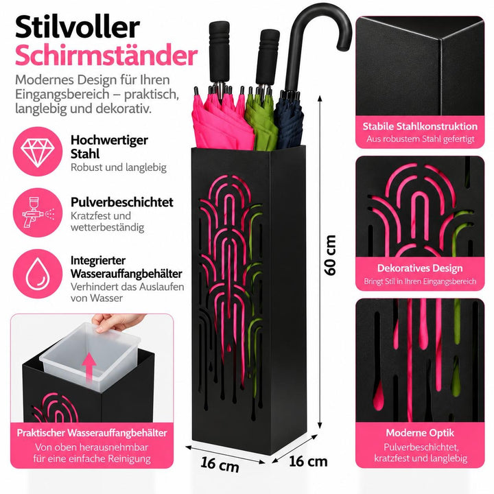 Schirmständer aus Metall – Regenschirmhalter mit Motiv Regenbögen