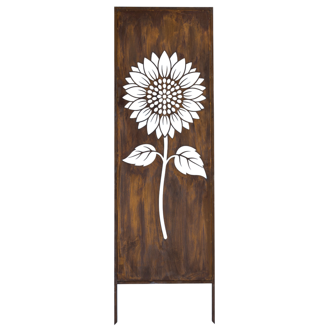 Sichtschutz Gartenpaneel Metall – Motiv Sonnenblume, 160 × 50 cm