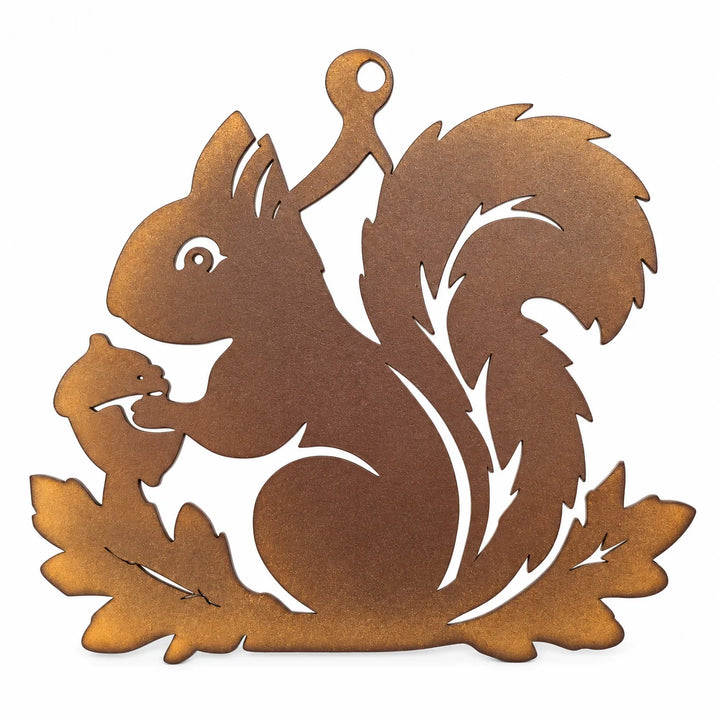 Metallanhänger EICHHÖRNCHEN MIT EICHEL – Wald- und Herbstdekoration