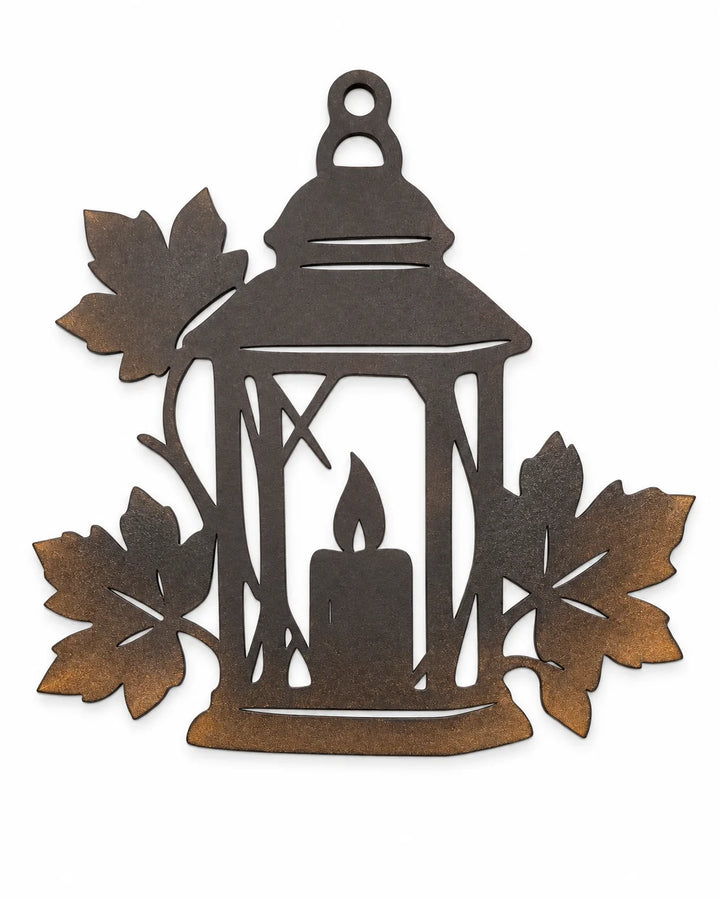 Metallanhänger LATERNE MIT BLÄTTERN – Herbstdekoration für Haus und Garten